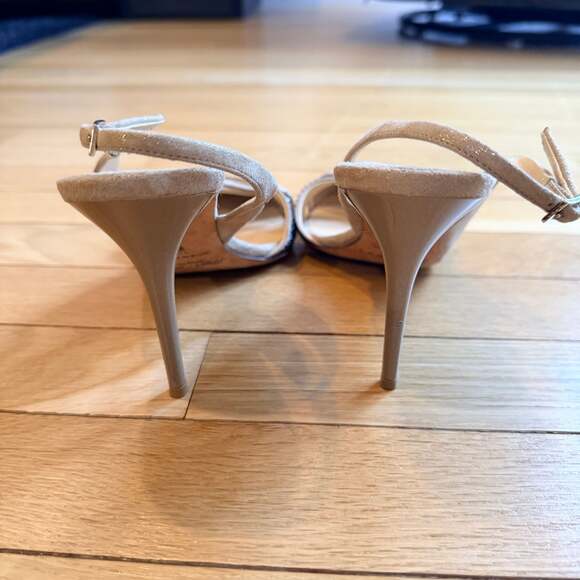 Jimmy Choo Tatiana Karung Champagne Glitter Skin Slingback Pointed Toe Pumps - Picture 5 of 6